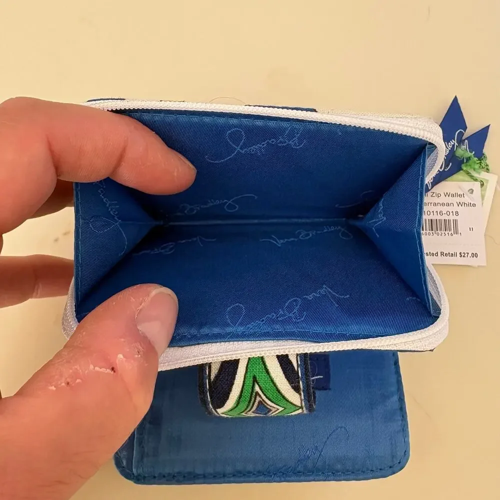 NWT Vera Bradley Mediterranean White Zip Around Mini Zip Wallet New - Picture 4 of 6